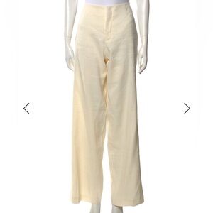 FRAME Cream Linen Wide Leg Pants
